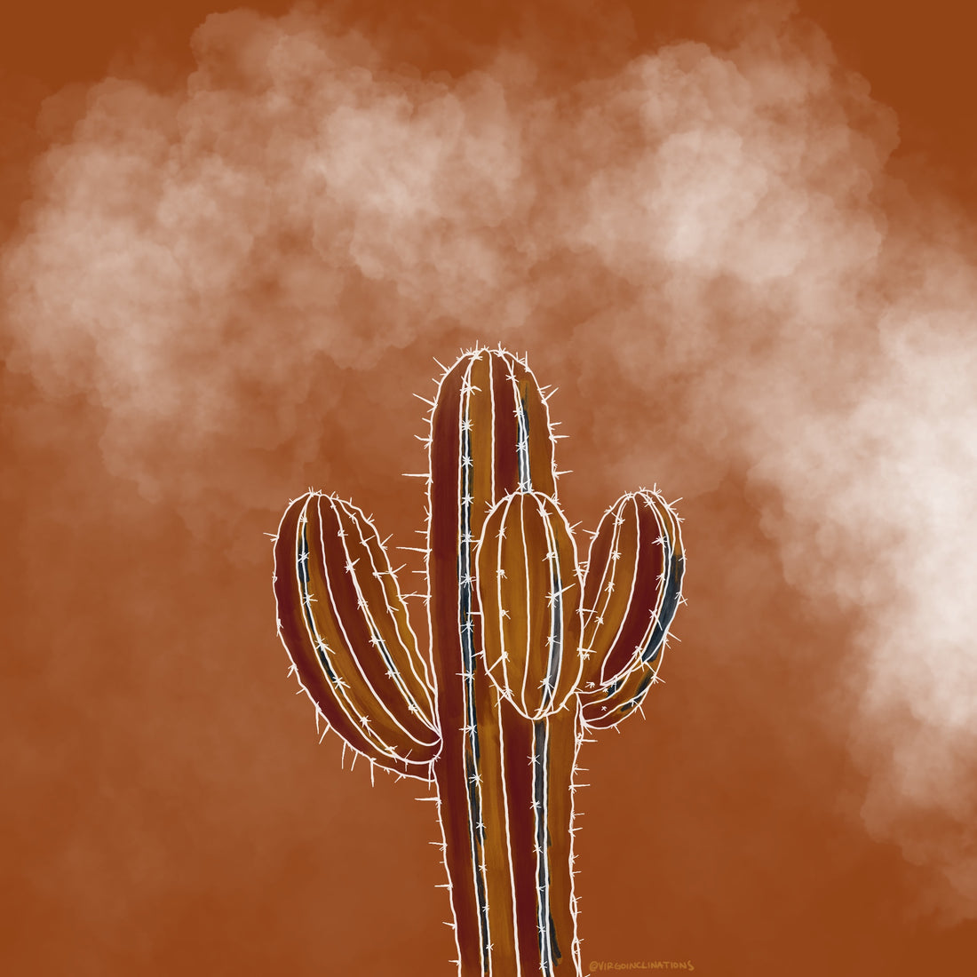 Saguaro Cactus Illustration (Free Coloring Page)