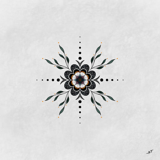 Simple Botanical Mandala Illustration (Coloring Page)