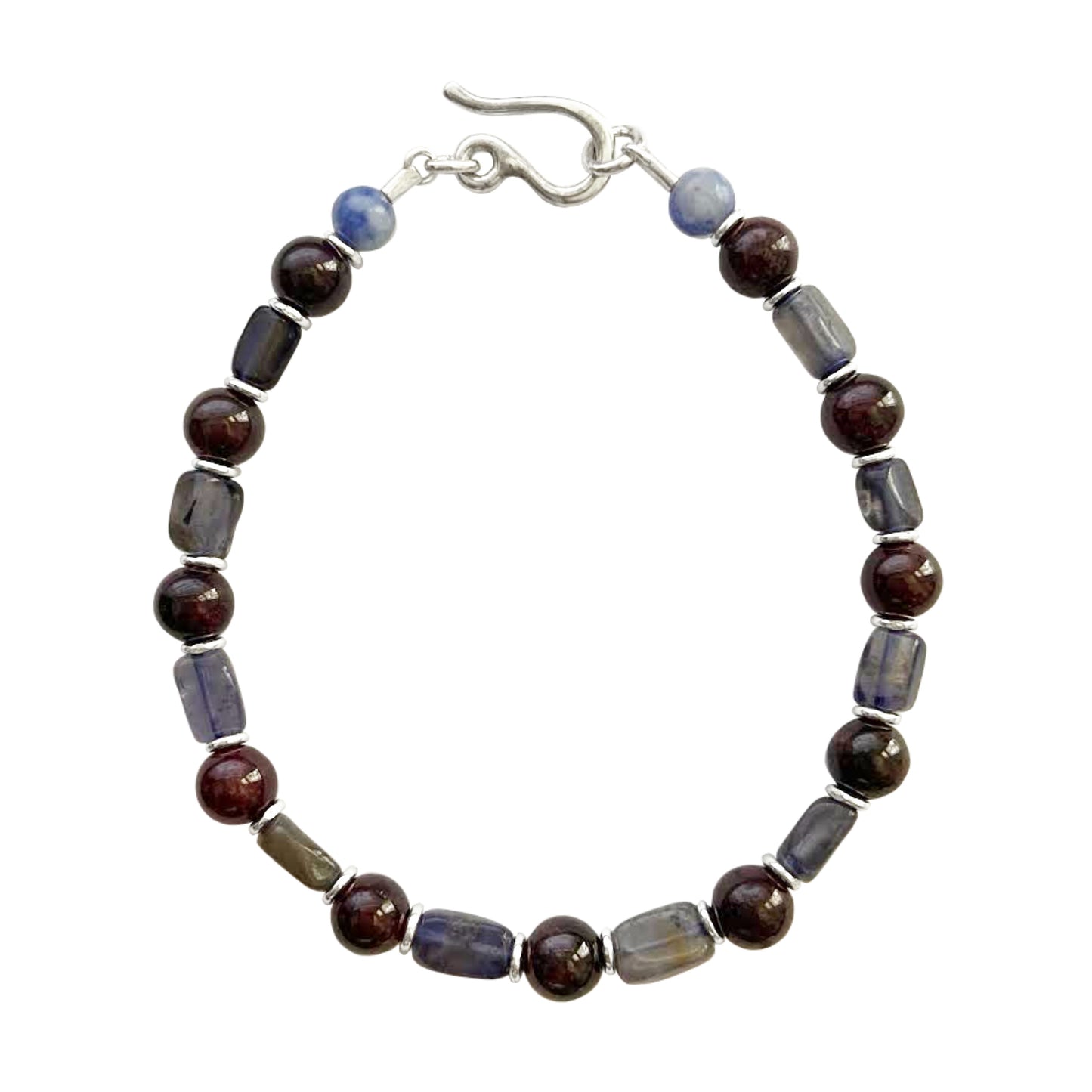 Iolite, Garnet, & Sodalite Beaded Bracelet