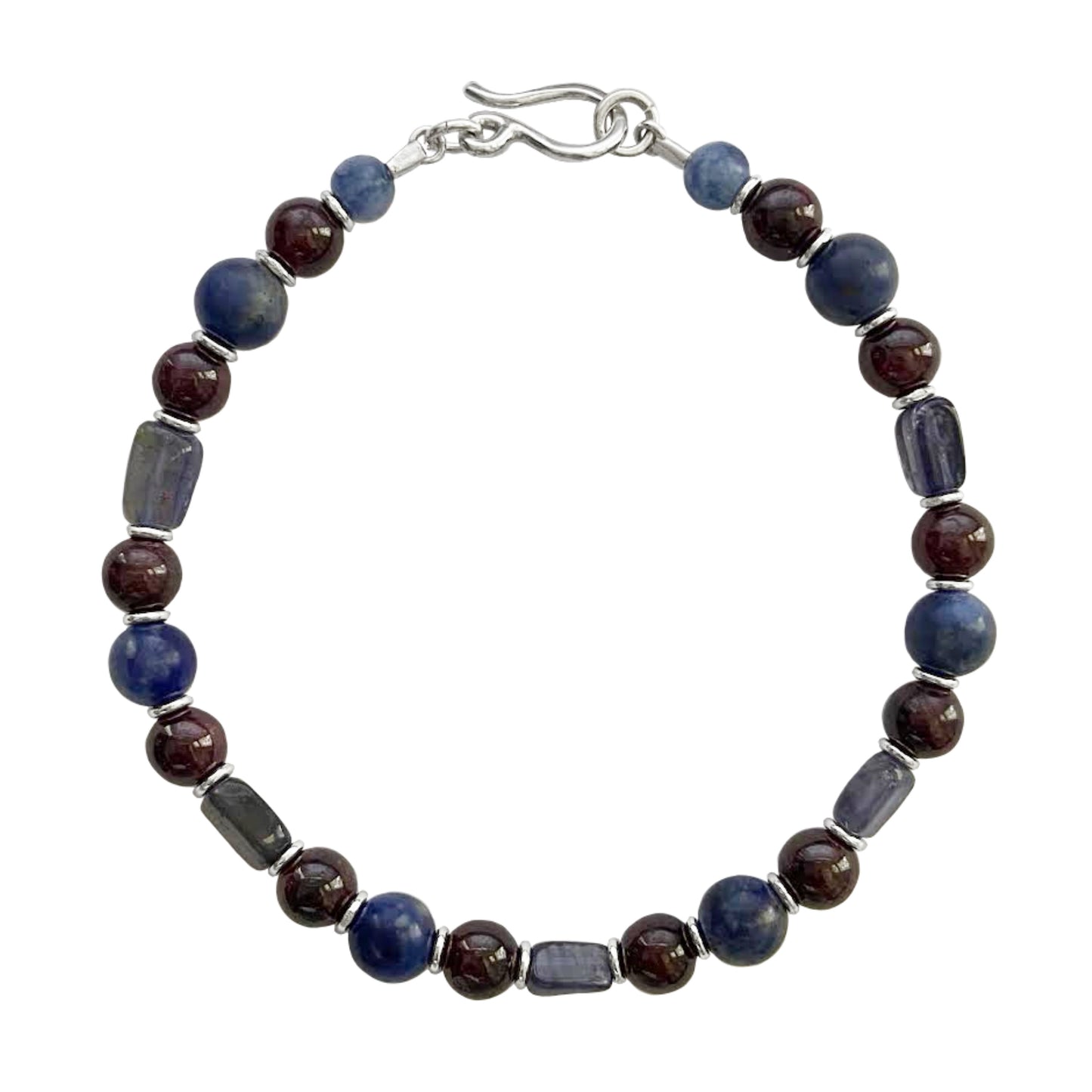 Iolite, Garnet, & Sodalite Beaded Bracelet