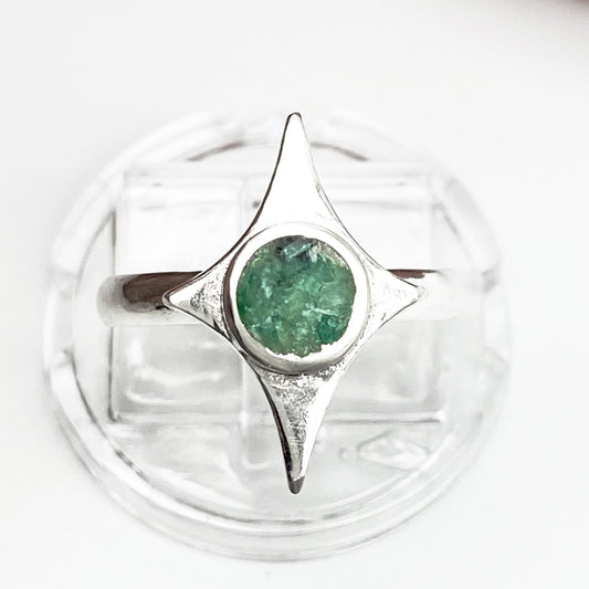 Size 6 Crushed Emerald Celestial Ring